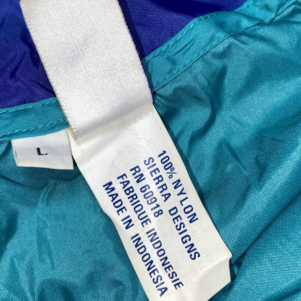 Vintage Sierra Designs Hooded Windbreaker Jacket Men's Large Teal Blue Nylon 90s